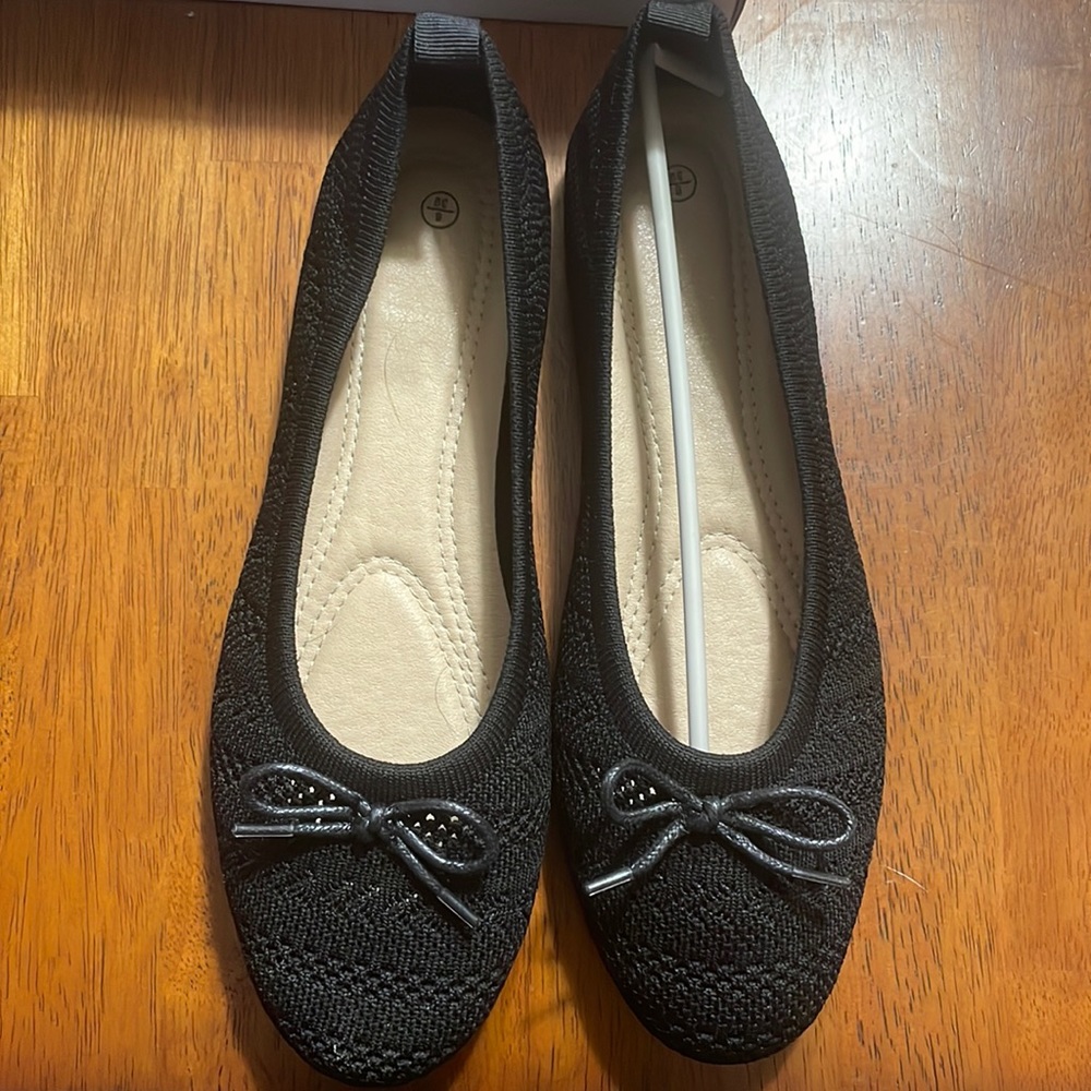 HEAWISH Comfortable Black Beige Flats Crochet Lace Mesh Round Toe Slip On Casual